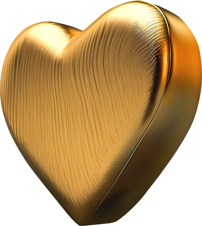 Golden 3D heart with texture